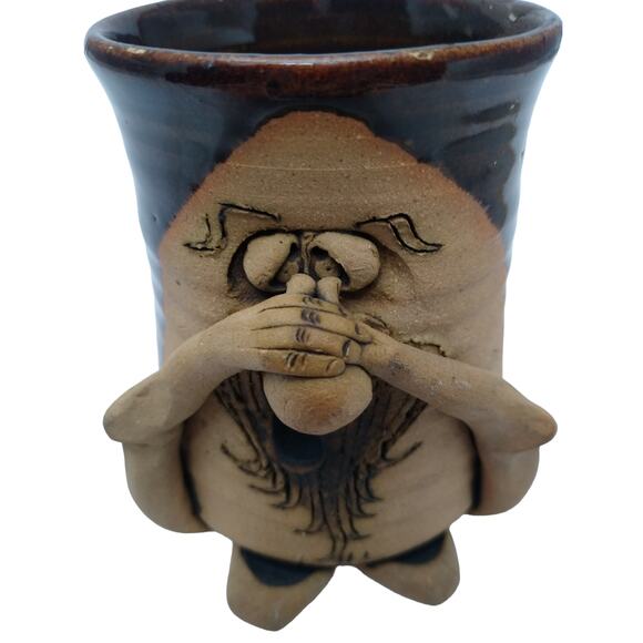 Vtg Studio Art Pottery Ugly Face Mug Artist Signed - Picture 7 of 7